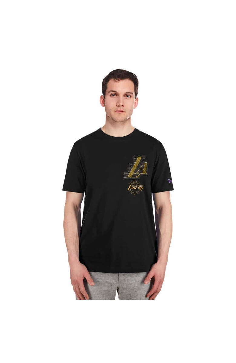 New Era Men's New Era Black Los Angeles Lakers 2024/25 City Edition Chenille Heavyweight T-Shirt, Alternate, color,