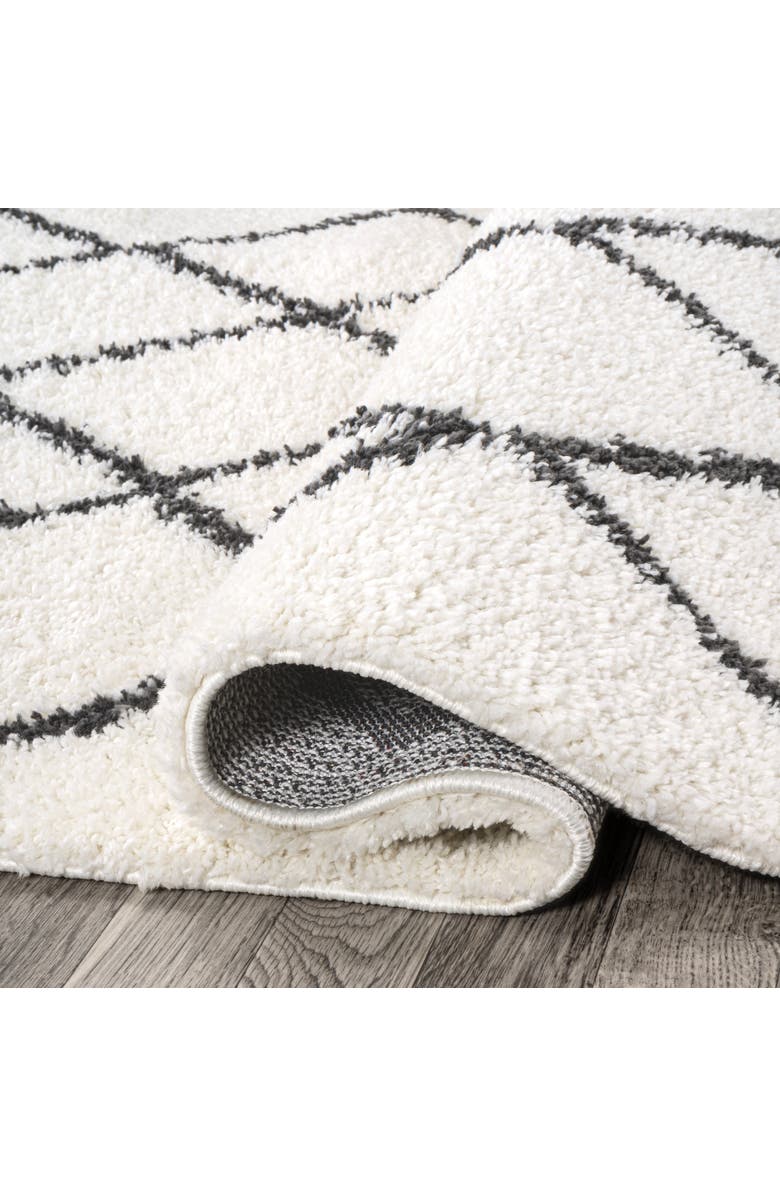 JONATHAN Y Cami Moroccan Style Diamond Shag Area Rug, Alternate, color, White/Gray