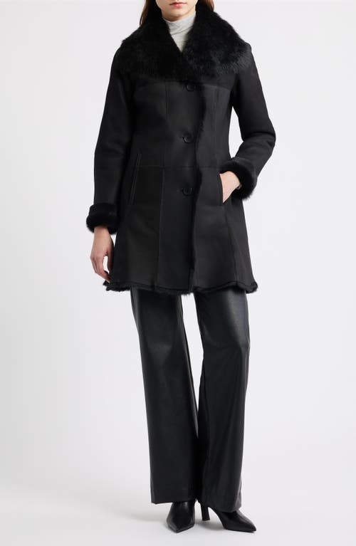 Hiso Desire Geniune Shearling Coat In Black