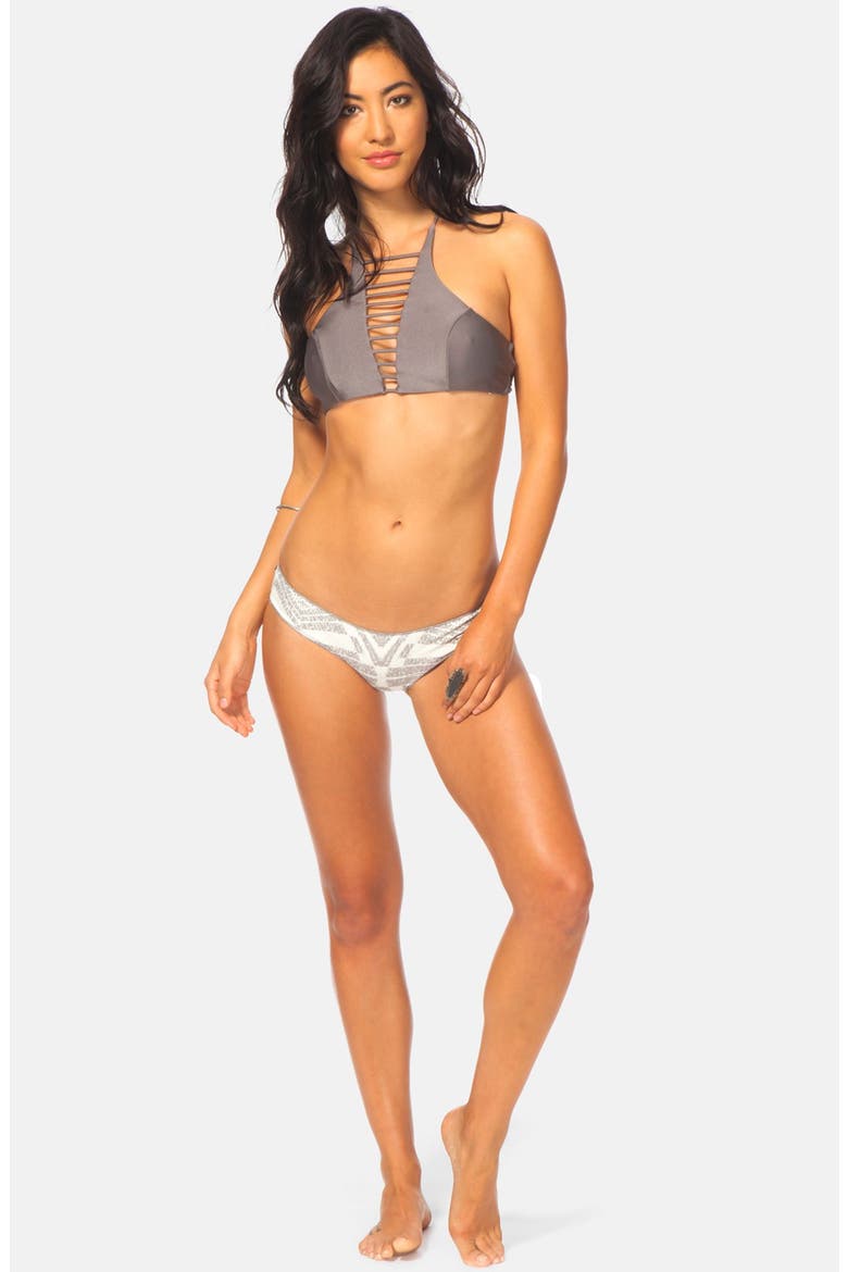 'Luna Lux' High Neck Bikini Top, Alternate, color, PEWTER