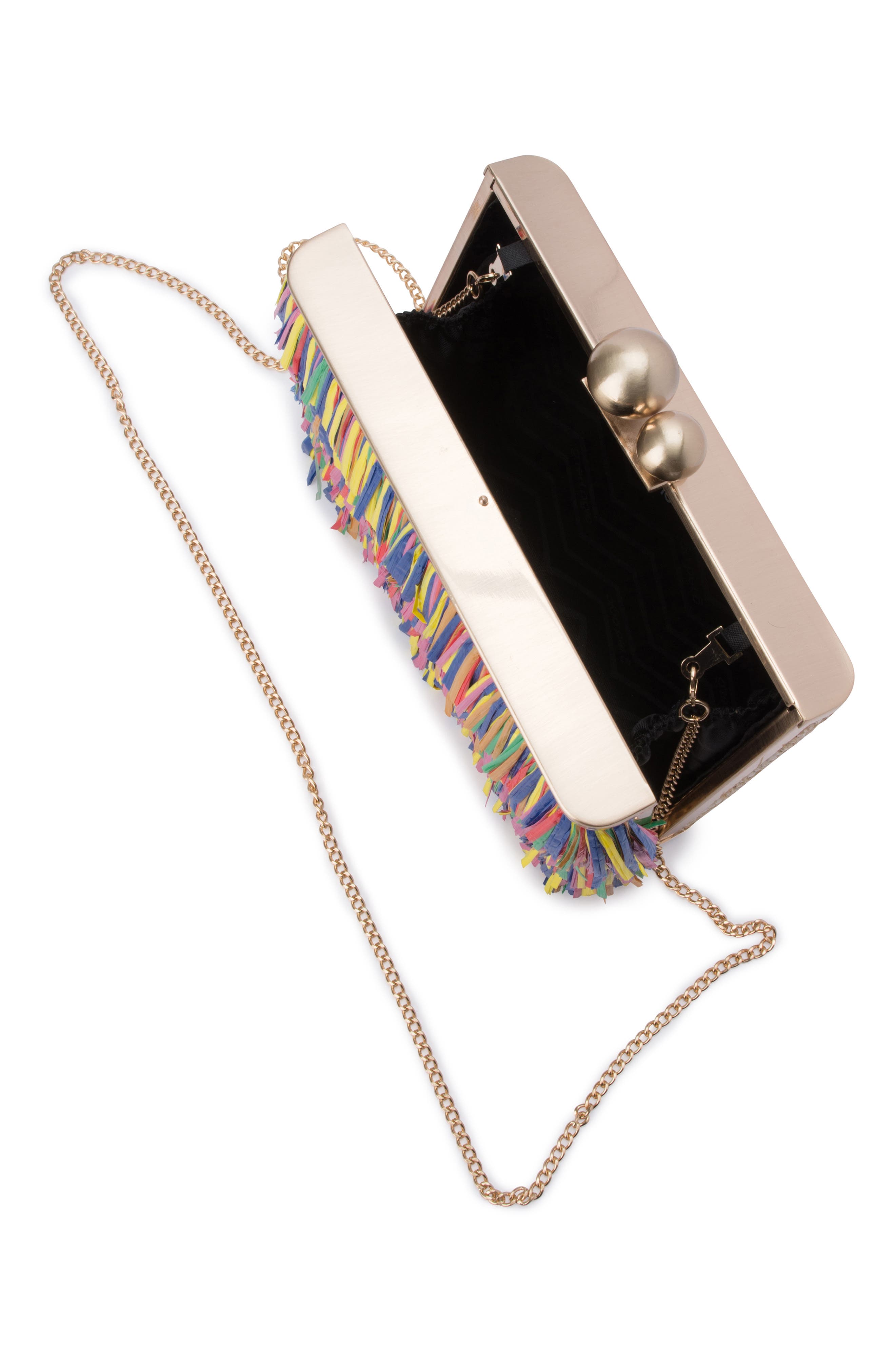 Olga Berg Carlita Carvinale Fringe Clutch, Alternate, color, Multi