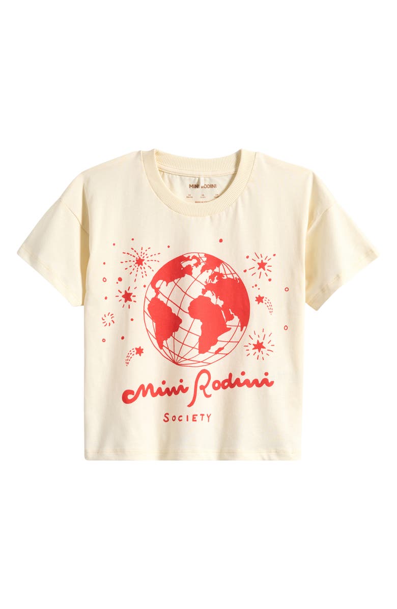 Mini Rodini Kids' Society Organic Cotton Graphic T-Shirt, Main, color, Off White