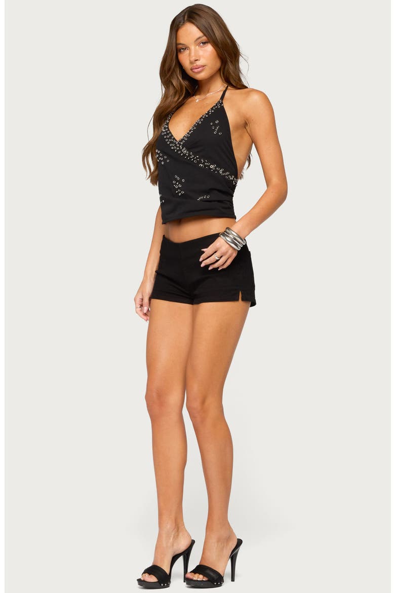 Kadie Ring Halter Top, Alternate, color, BLACK