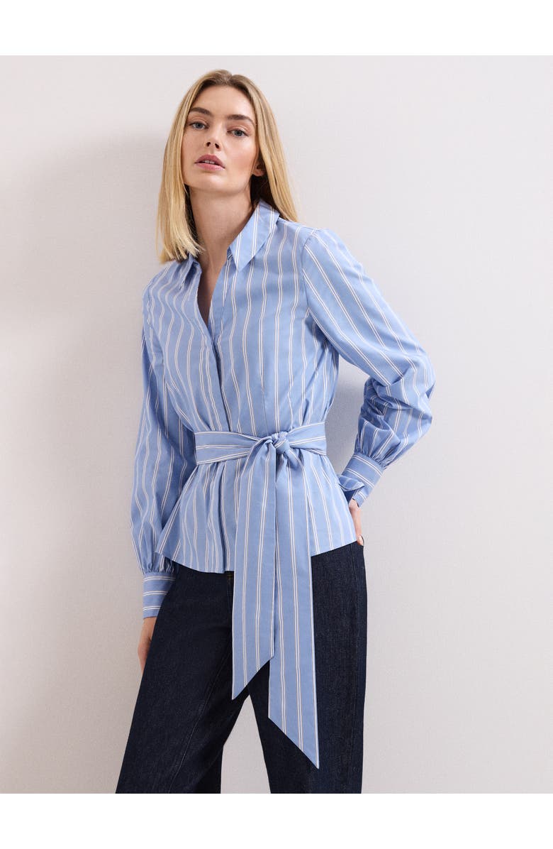 Phase Eight Collared Statement-Belt Shirt, Main, color, Blue