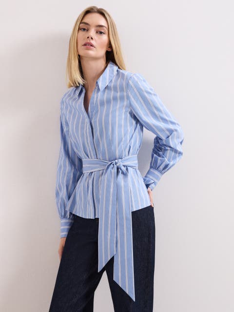 Collared Statement-Belt Shirt