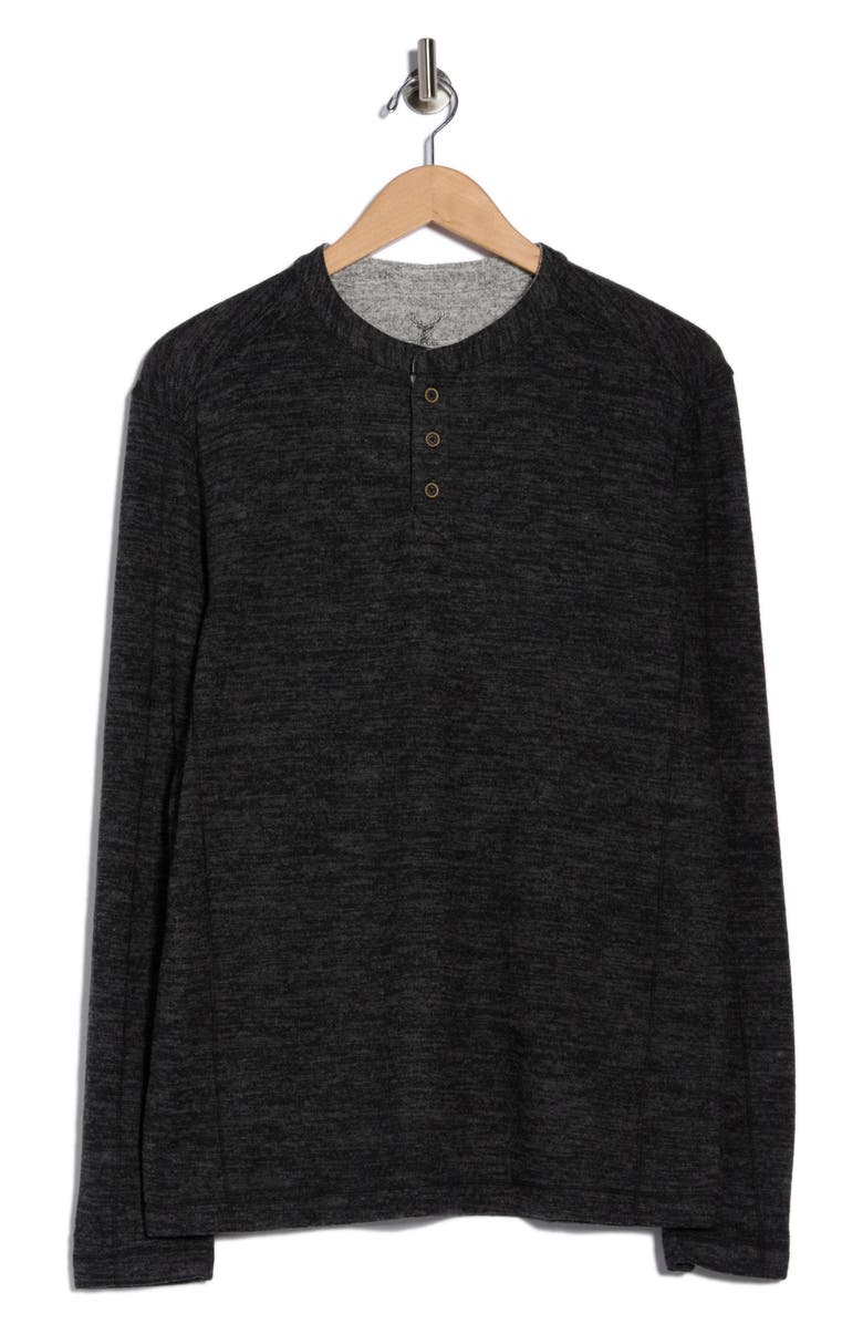 NICOBY Heathered Fuzzy Henley, Alternate, color, Black