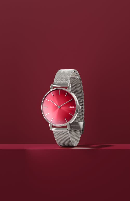 Solios Watches The Solar Mini | Red Dial In Silver Mesh Metal