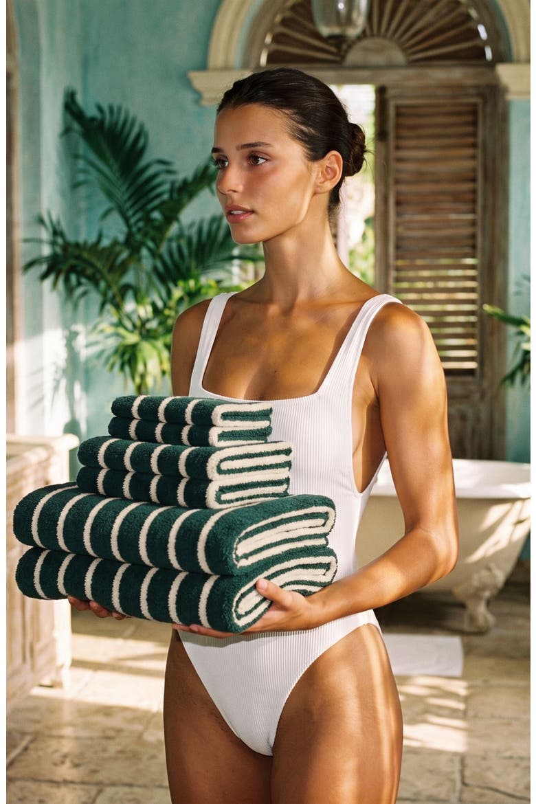 Ultraplush Australian Cotton Standard 6-piece Towel Set, Alternate, color, Verdant & Ecru