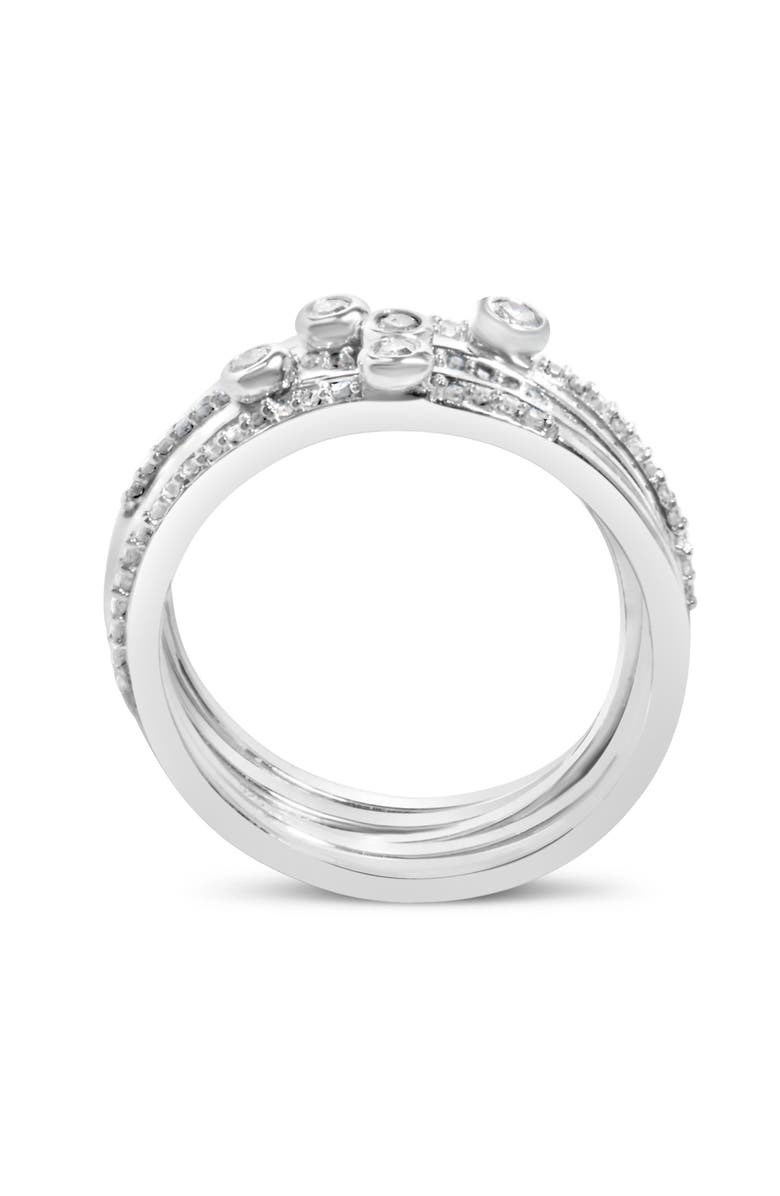 Haus of Brilliance Sterling Silver 3/8 Cttw Diamond Bezel and Pave Set Stackable Ring Set, Alternate, color, Silver