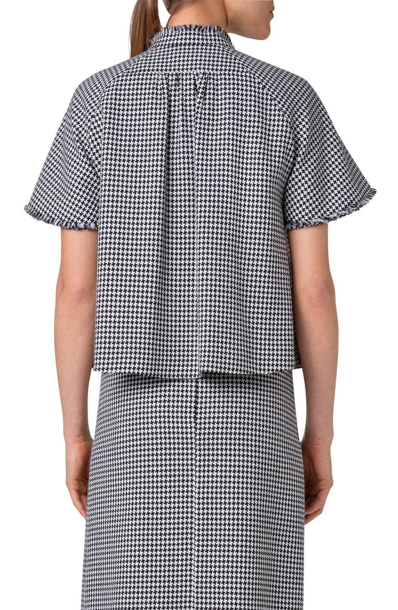Akris punto Fringe Short Sleeve Houndstooth Jacket, Alternate, color, 