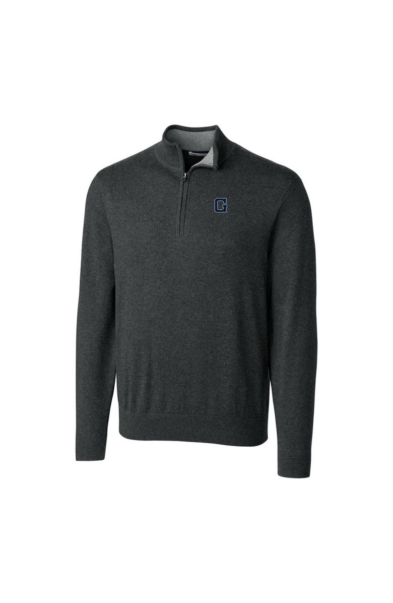 Cutter & Buck Men's Cutter & Buck Heather Charcoal Georgetown Hoyas Lakemont Tri-Blend Big & Tall Quarter-Zip Pullover Sweater, Alternate, color, 