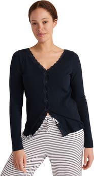 Haven Well Within Organic Cotton Rib Knit Lace Cardigan