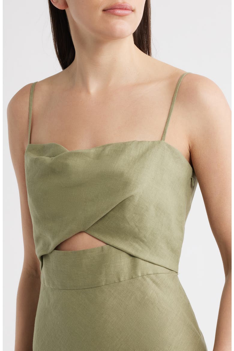 Jada Cutout Detail Linen Dress, Alternate, color, CYPRESS