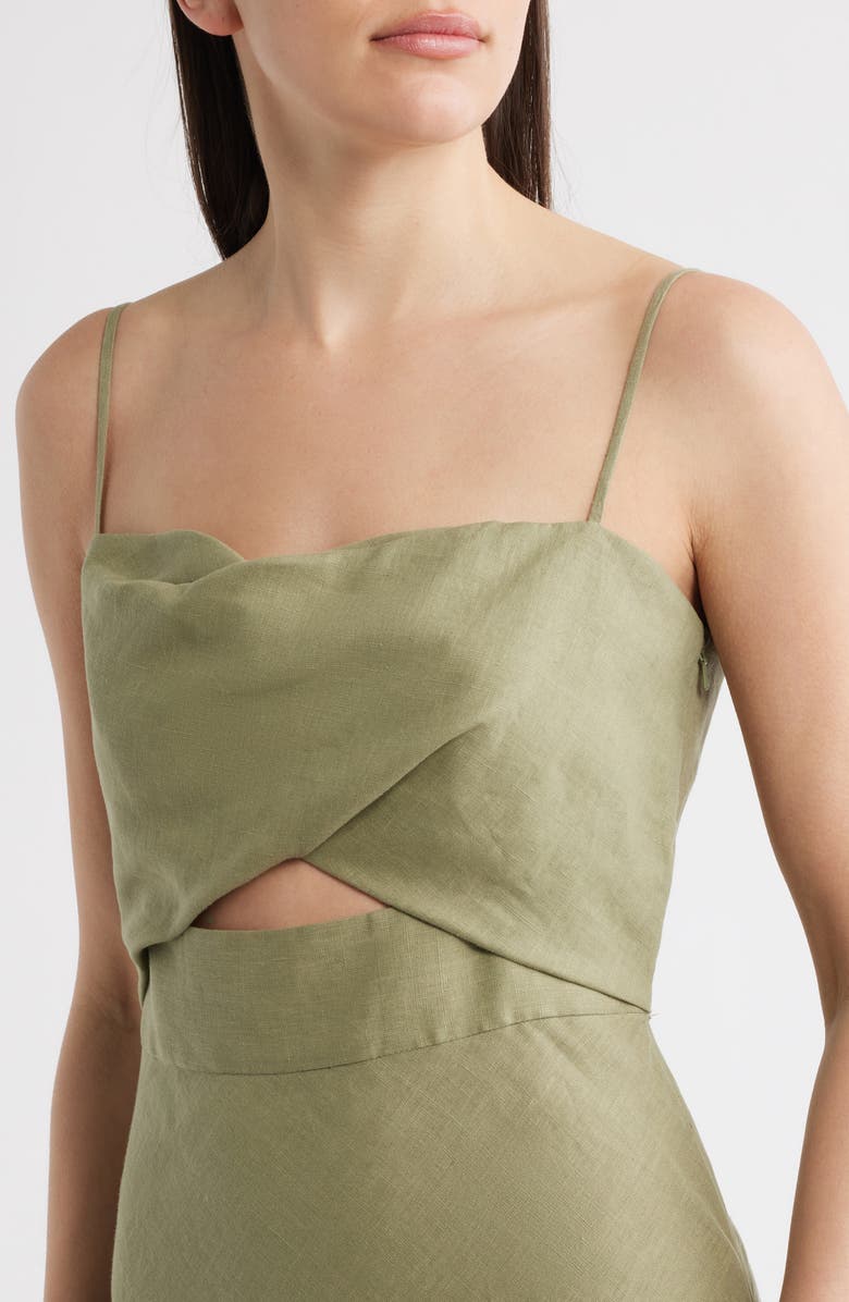 Black Halo Jada Cutout Detail Linen Dress, Alternate, color, Cypress