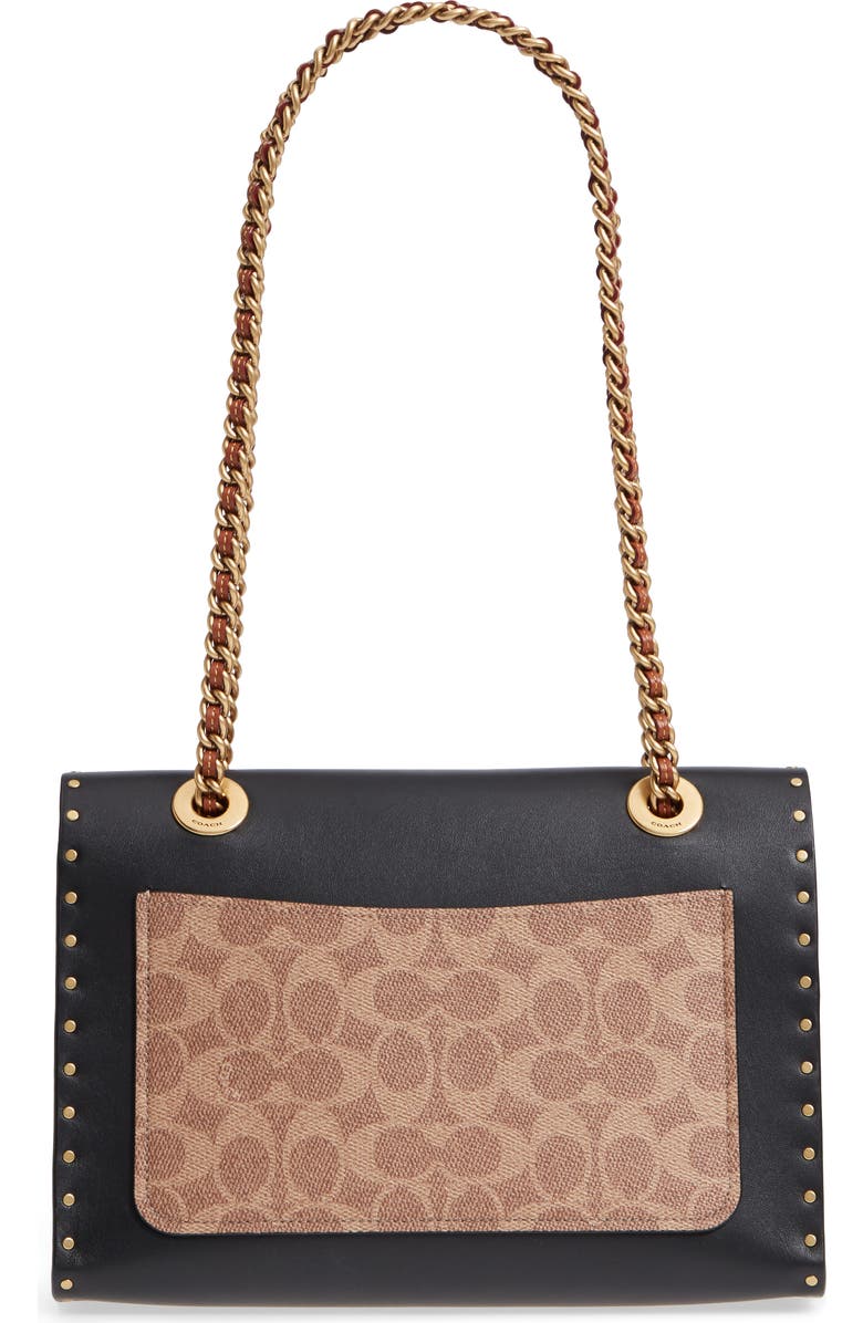 COACH Parker Leather & Genuine Snakeskin Shoulder Bag, Alternate, color,