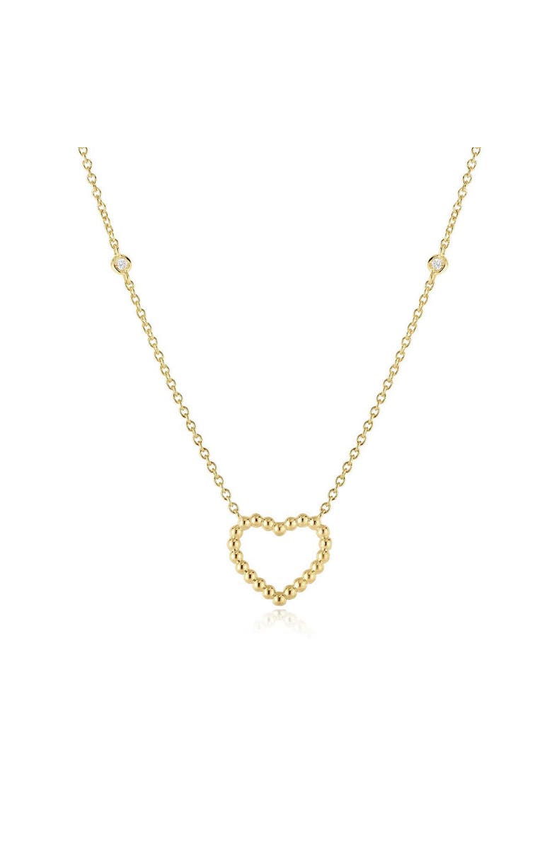 The Lovery Fine Jewelry Gold Bead Open Heart Necklace, Main, color, Yellow Gold