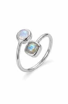 Labradorite and Moonstone Bypass Ring