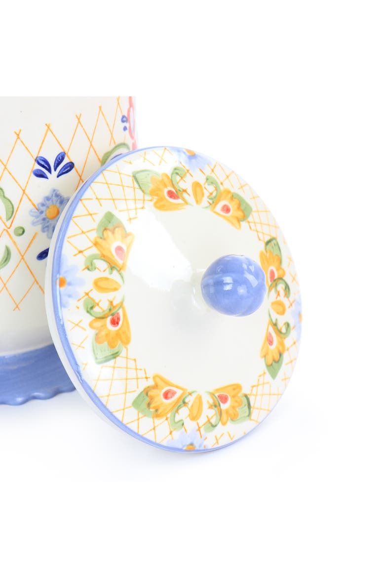 California Designs Tierra 2.7 Quarts Hand Painted Stoneware Canister with Lid, Alternate, color, White