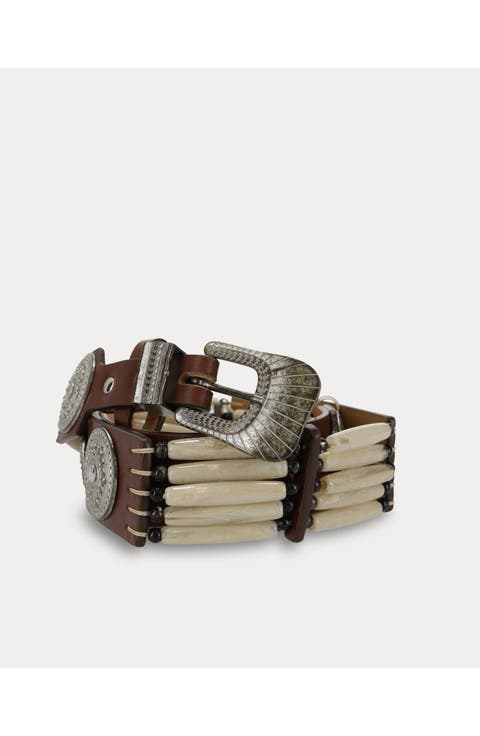 Tamika Bead and Stud Calfskin Belt