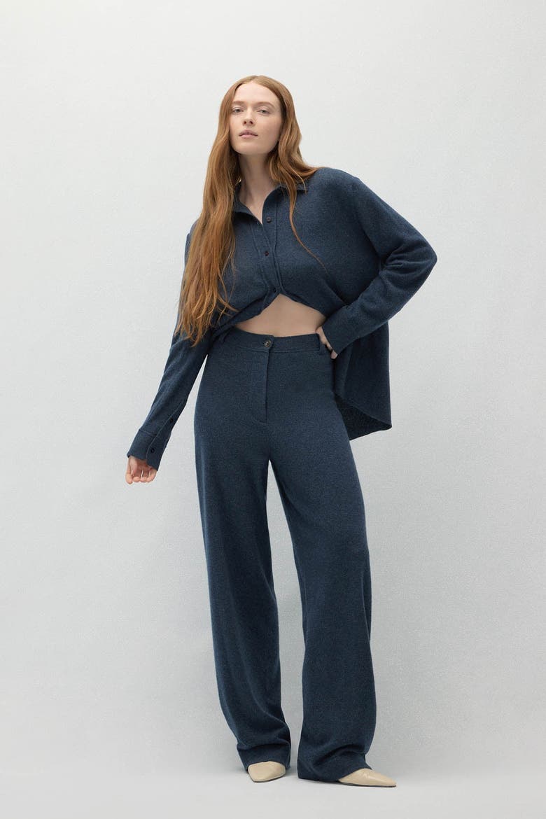 Naples Denim Cashmere Wide Leg Pants, Main, color, Indigo