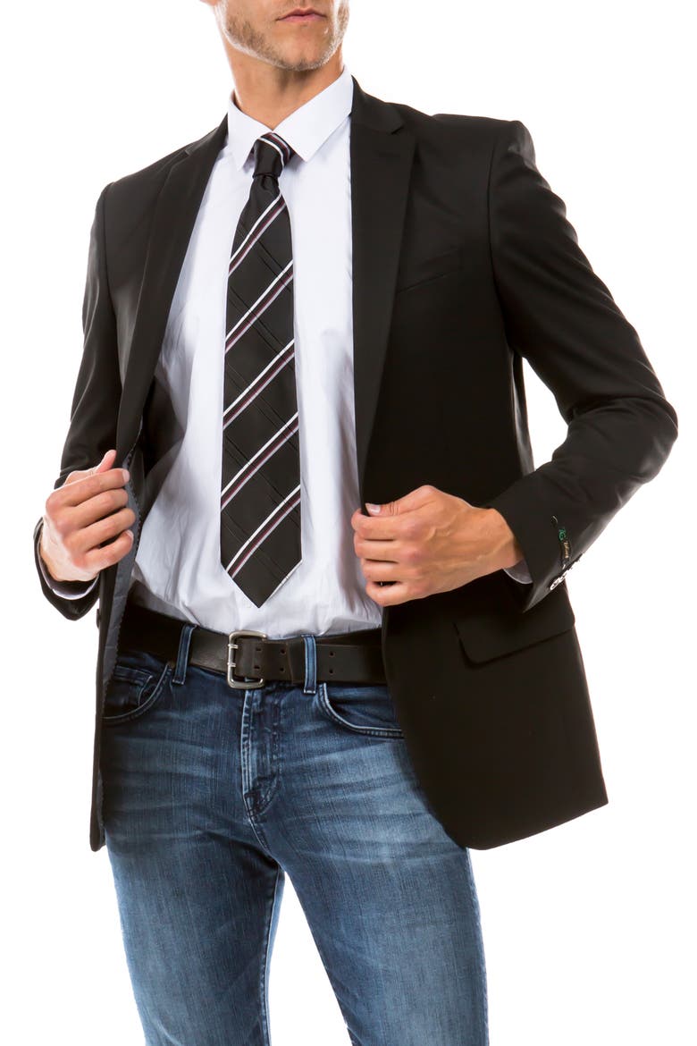 Solid Two Button Notch Lapel Suit Separate Jacket, Main, color, BLACK