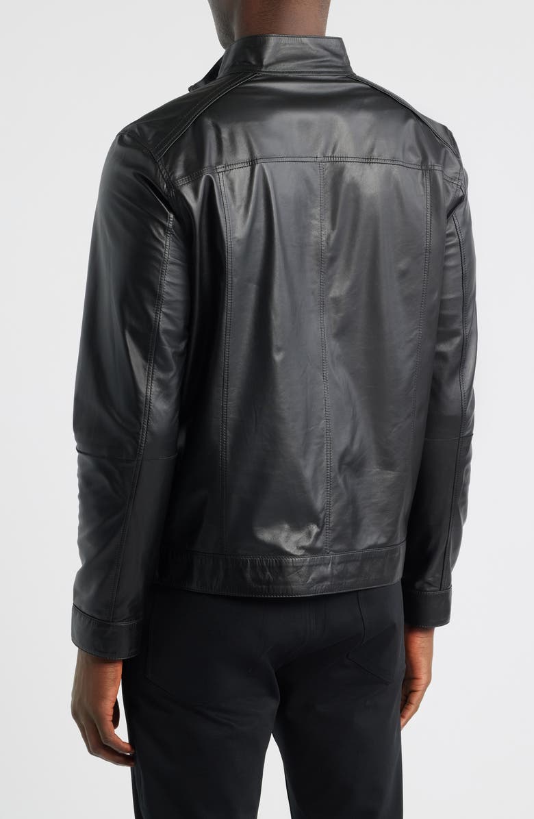 Bugatchi Reversible Leather Jacket, Alternate, color, Black