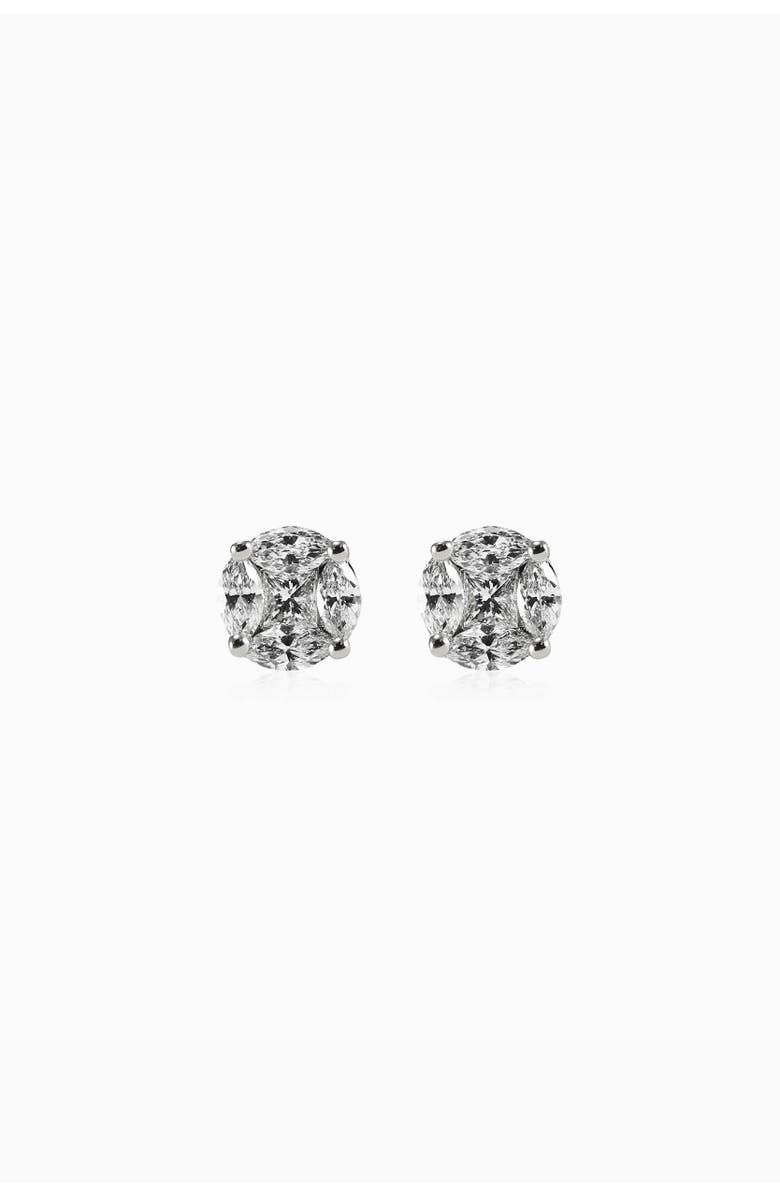Oradina 14K Gold Illusion Classic Diamond Studs, Alternate, color, White Gold - Diamonds