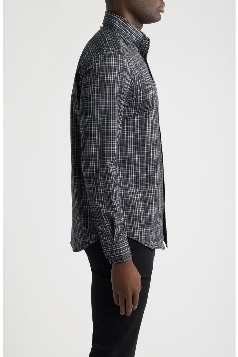 OoohCotton Devon Plaid Performance Shirt, Alternate, color, BLACK