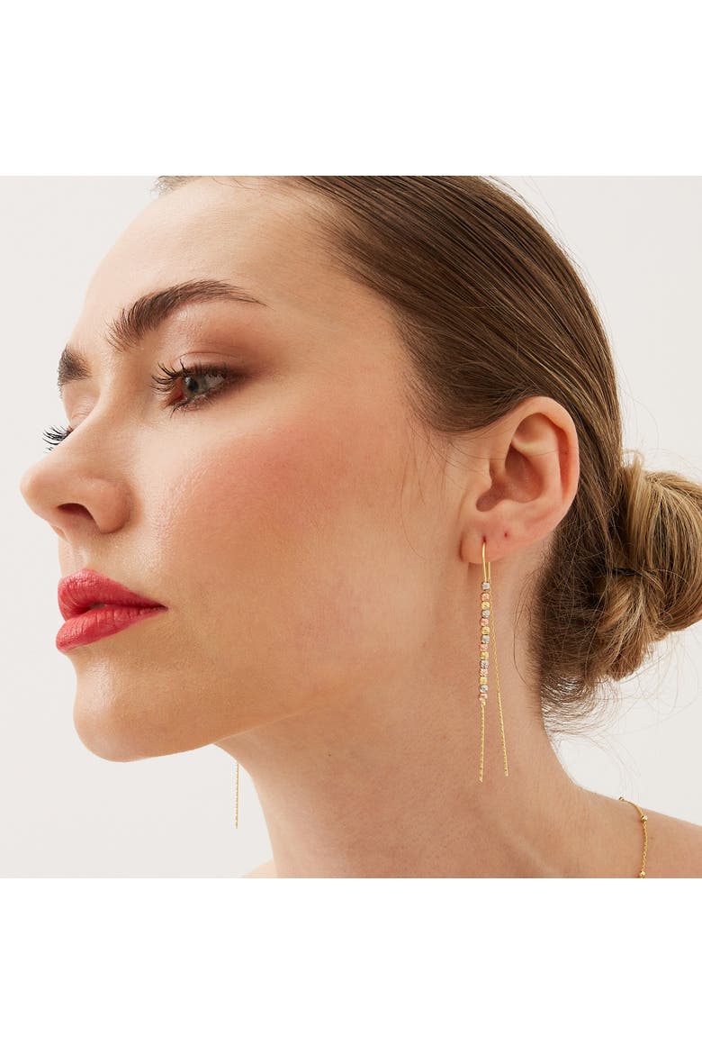 Sterling Silver Dorica Chain Bead Drop Earring, Alternate, color, Rose gold