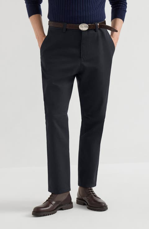 Cotton and virgin wool gabardine ergonomic trousers