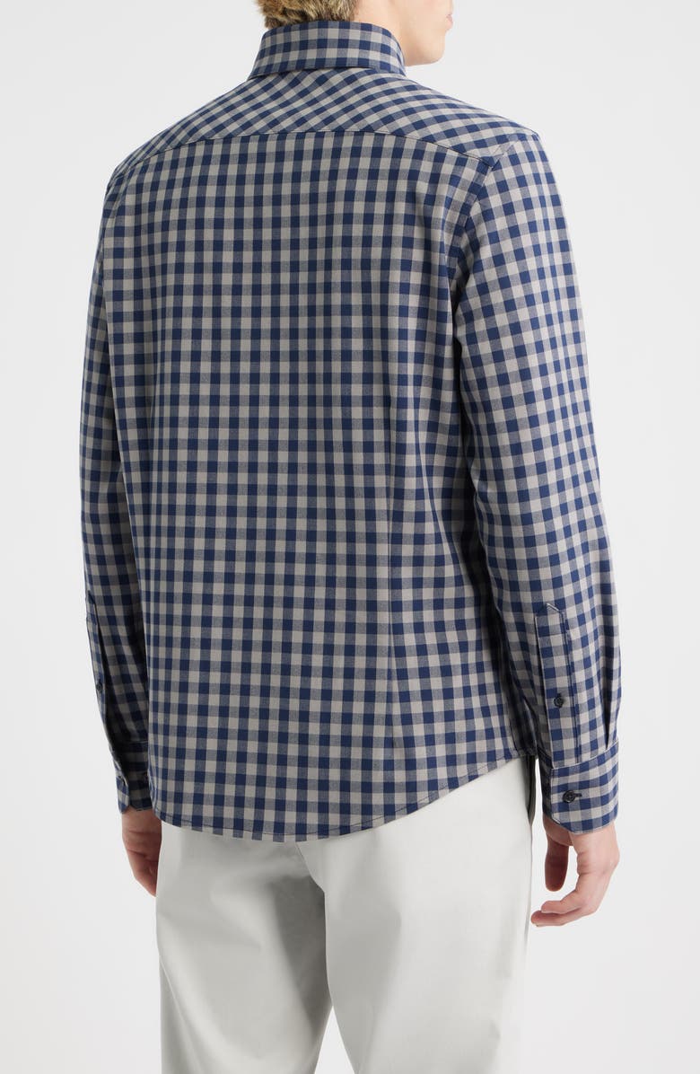 Mizzen+Main City Flannel Trim Fit Plaid Button-Down Shirt, Alternate, color, Nickel Hayes Gingham