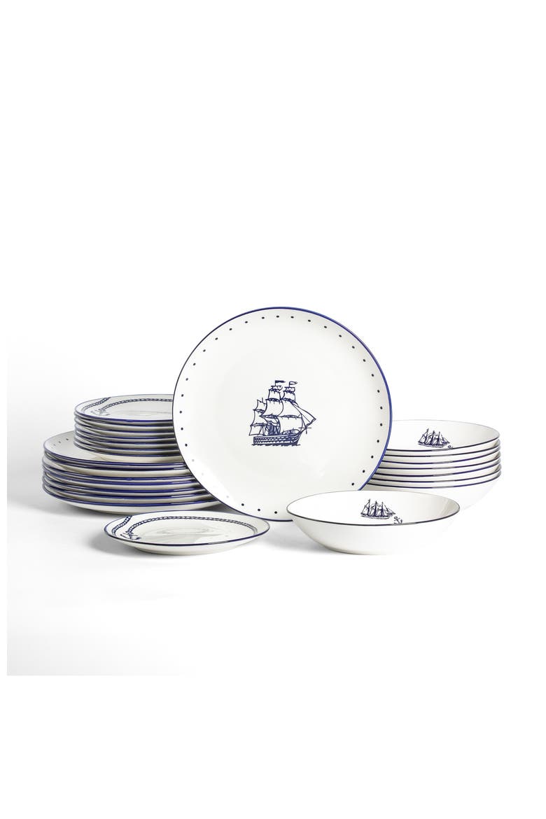 Knox Porcelain 24-Piece Dinnerware Set, Main, color, Blue