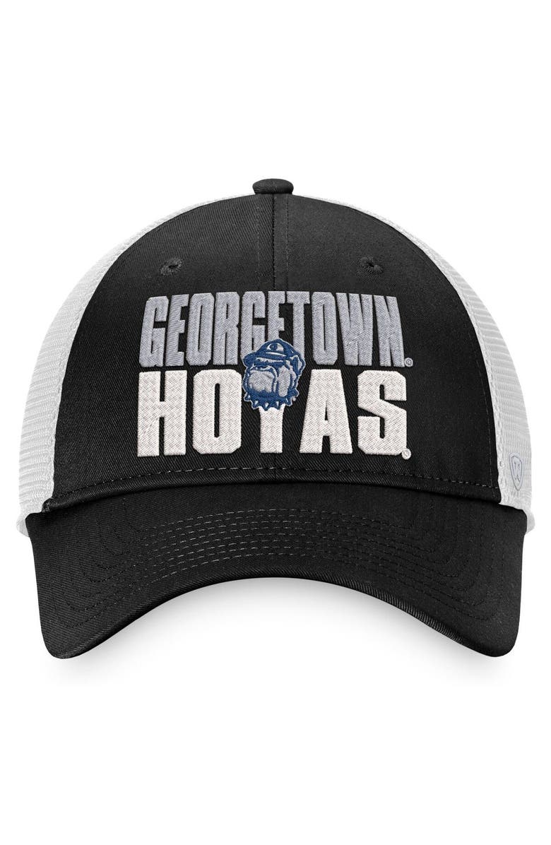 TOP OF THE WORLD Men's Top of the World Black/White Georgetown Hoyas Stockpile Trucker Snapback Hat, Alternate, color, Black
