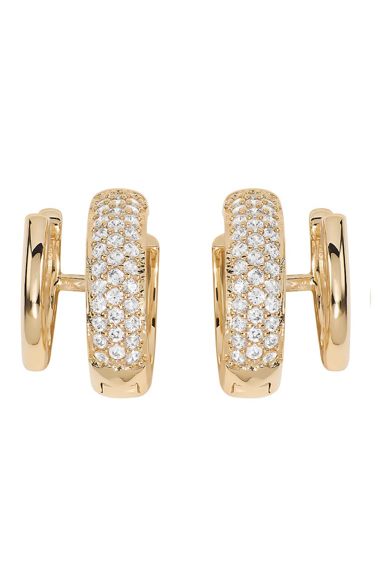 Cubic Zirconia Huggie Hoop Earrings, Main, color, GOLD