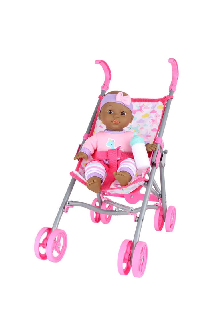 Gigo 12 Inch Baby Doll Care Gift Set with Stroller, Alternate, color, Multicolored