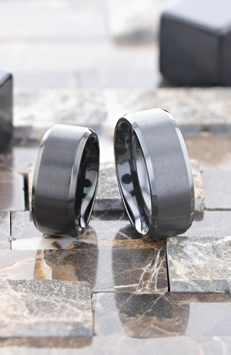 Larson Jewelers Elysian Titanium Wedding Band, Alternate, color, Black Titanium