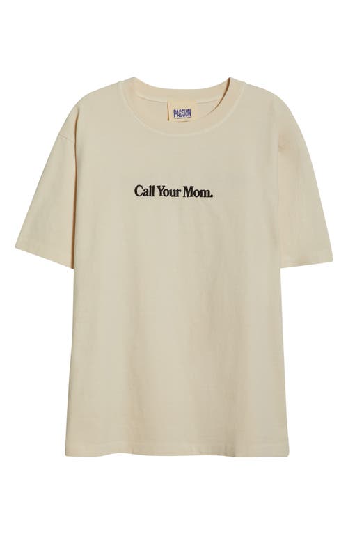 Pacsun Call Your Mom Embroidered Cotton T-shirt In Neutral