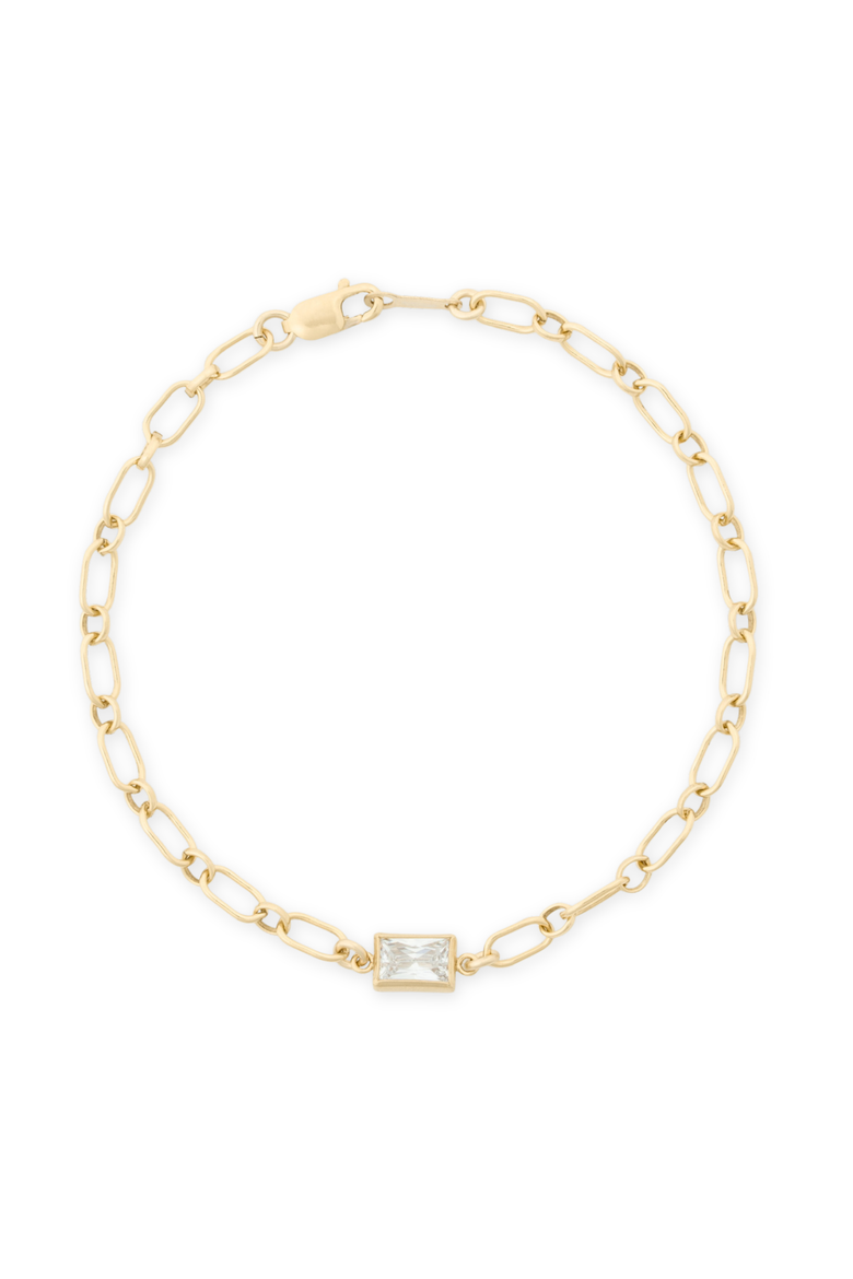 Neeks Open Link Rectangle Bezel Stone Bracelet, Main, color, Gold