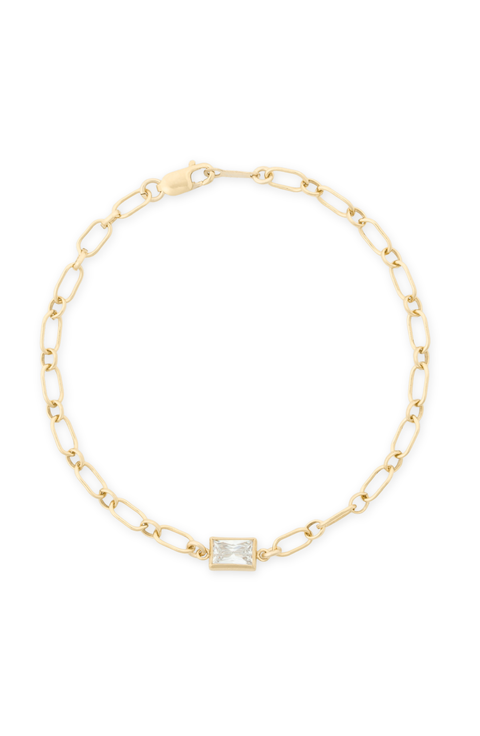 Neeks Open Link Rectangle Bezel Stone Bracelet