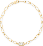 CUFFED BY NANO Neeks Open Link Rectangle Bezel Stone Bracelet