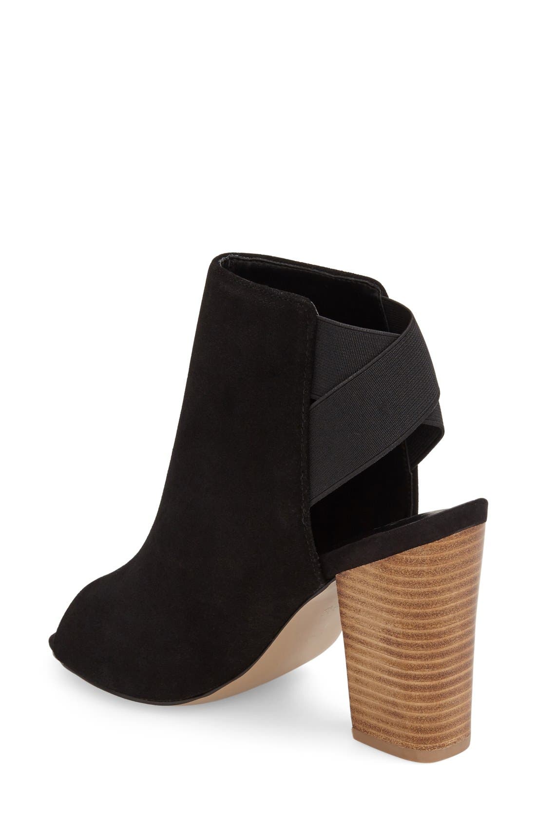 'Dakota' Peep Toe Bootie, Alternate, color, BLACK SUEDE