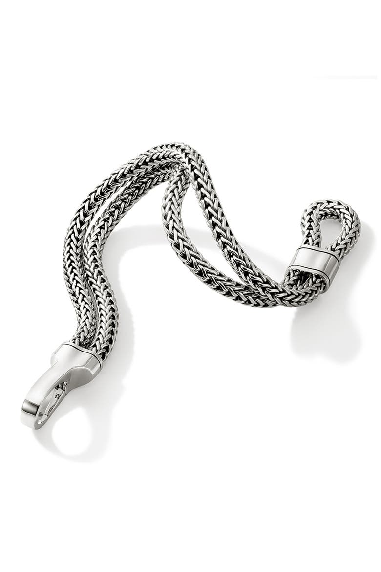 Hook Clasp Bracelet, Silver, Double Row, Alternate, color, SILVER