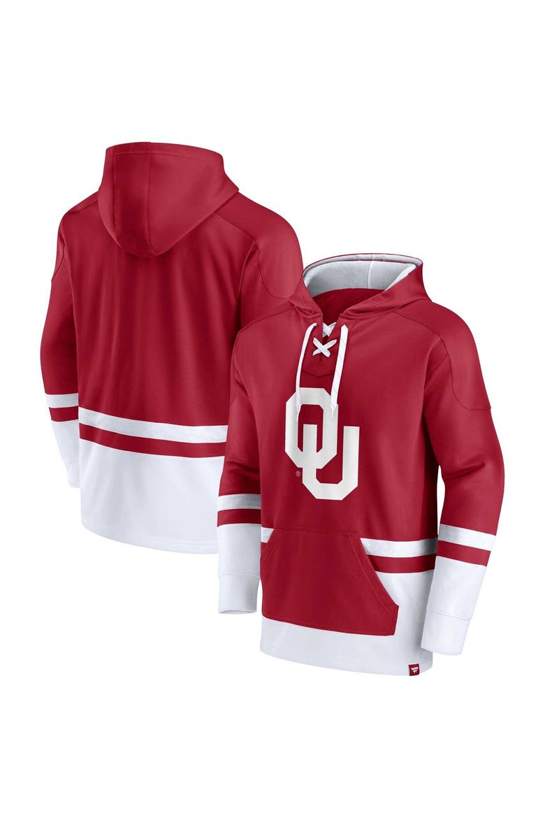 Men's Fanatics Branded Crimson Oklahoma Sooners First Battle Pullover Hoodie, Main, color, Crimson