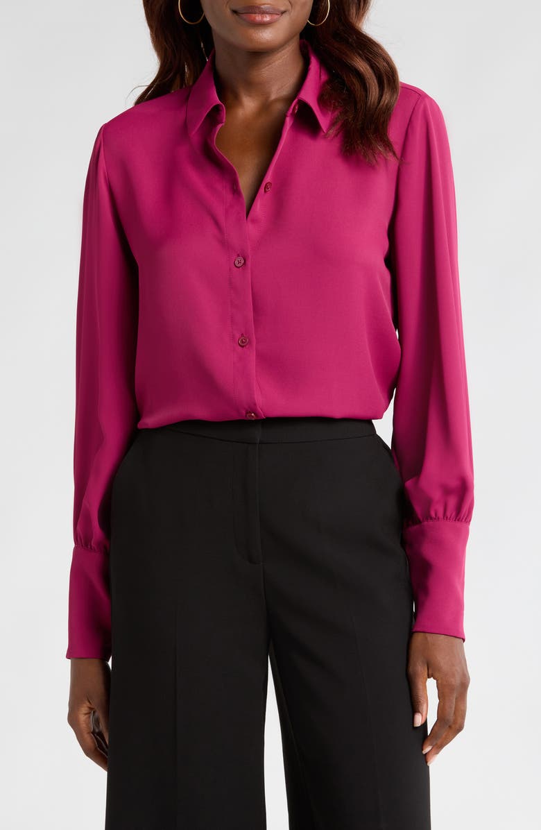 Halogen<sup>®</sup> Long Sleeve Button-Up Shirt, Main, color, Raspberry Purple