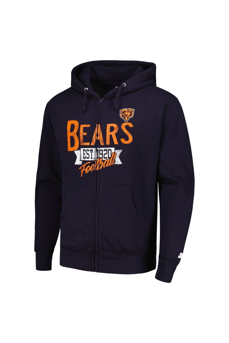 Men's Starter Navy Chicago Bears Domestic Post Season Full-Zip Hoodie, Alternate, color, Navy