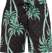 AMIRI Twisted Palms Print Swim Trunks