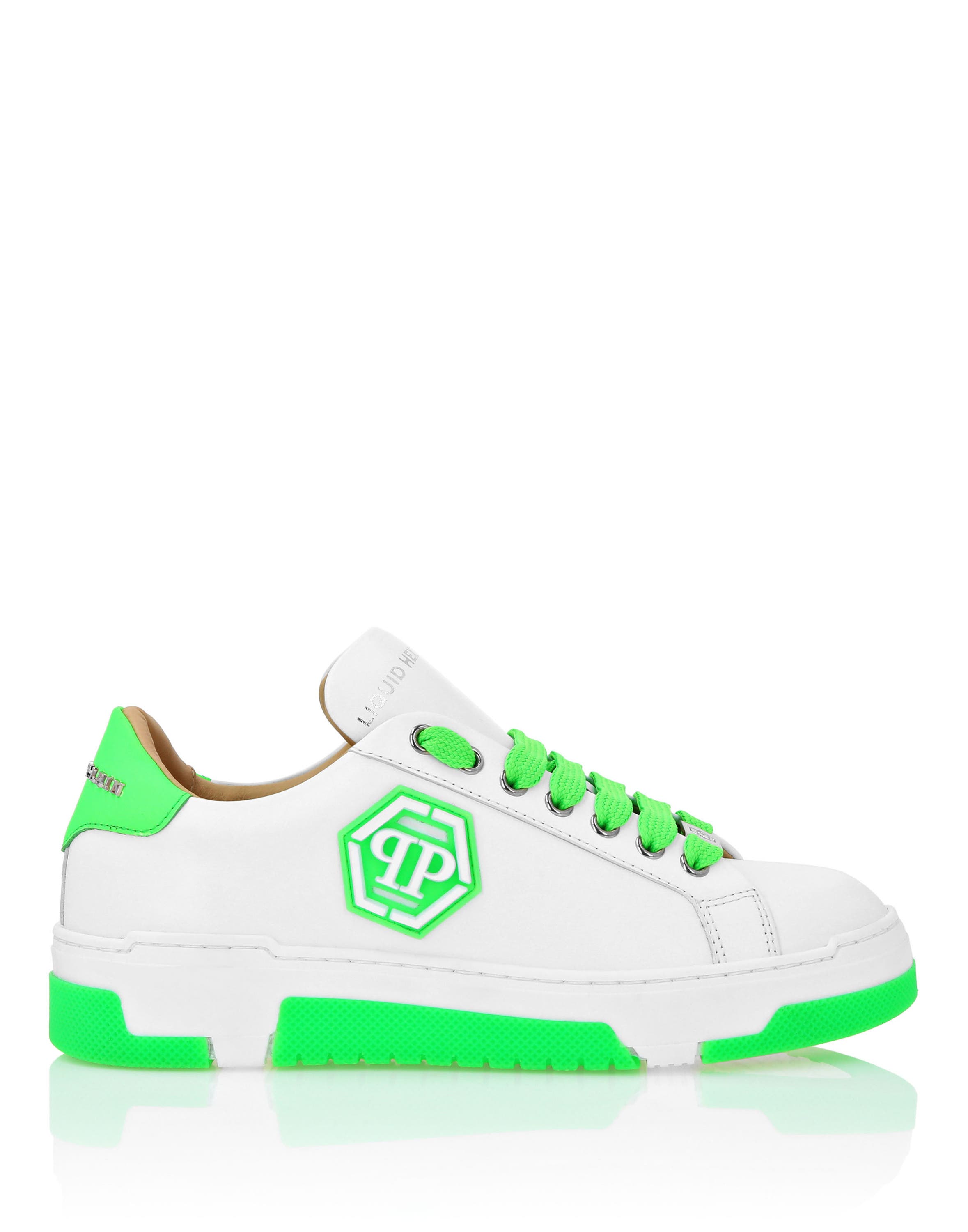 Leather Lo-Top Sneakers Hexagon Unisex, Alternate, color, acidgreen