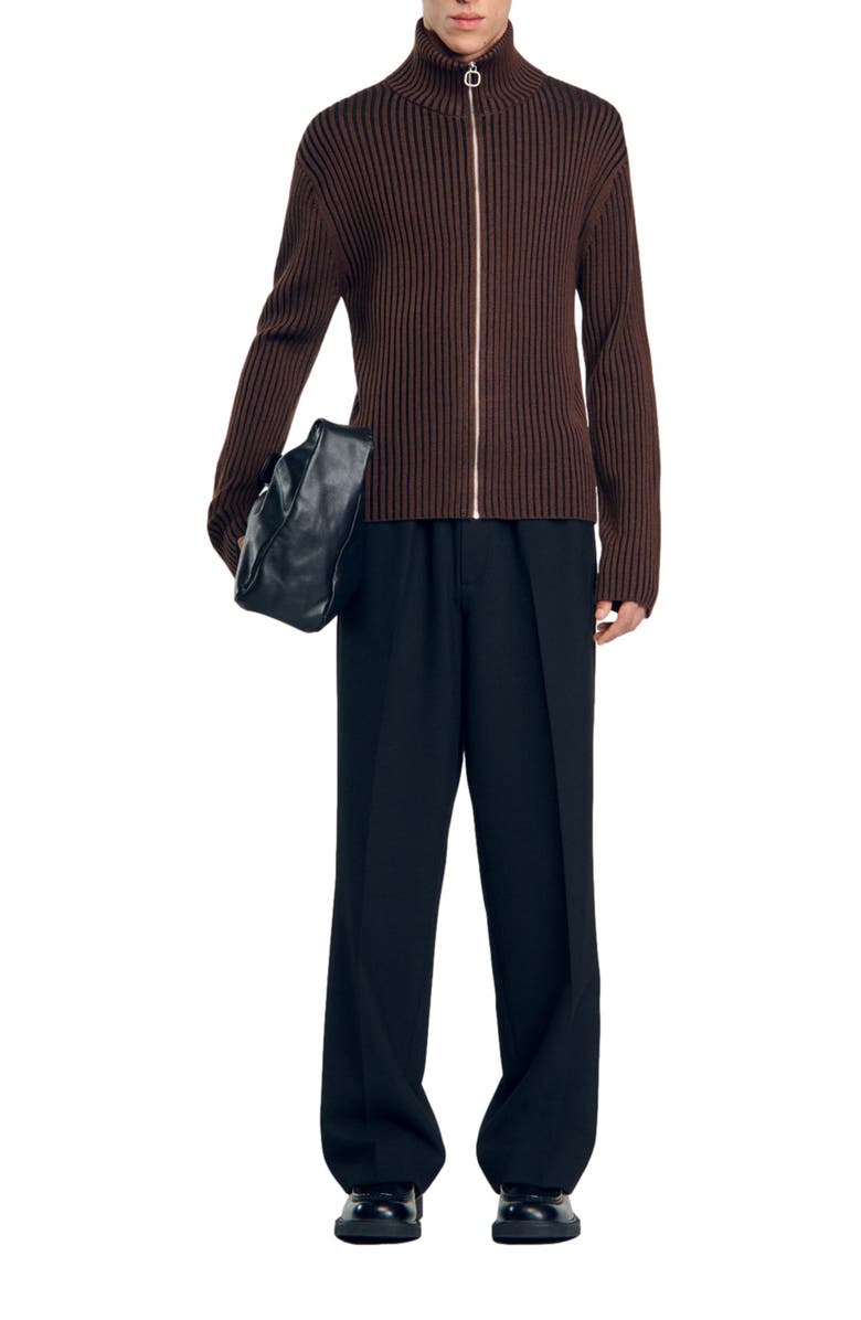 SANDRO Ribbed cardigan, Alternate, color, 