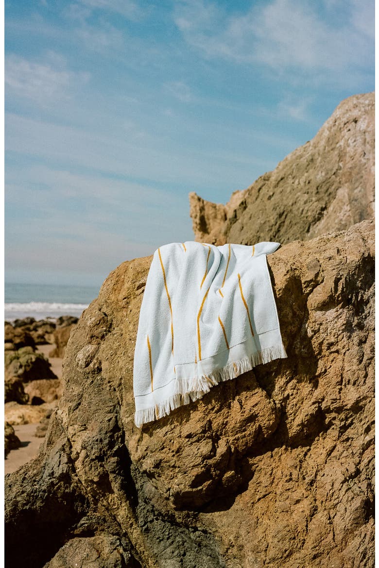 Bayside Stripe Beach Towel, Alternate, color, LAGOON WITH MARIGOLD