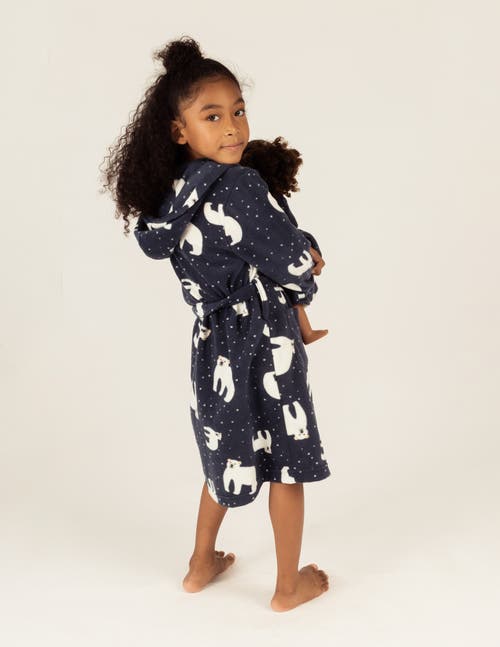 Leveret Girls Fleece Hooded Robe With Matching Doll Robe In Blue